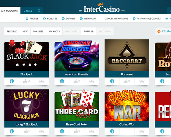 Intercasino Screenshot