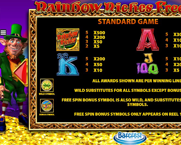 Rainbow Riches Free Spins screenshot